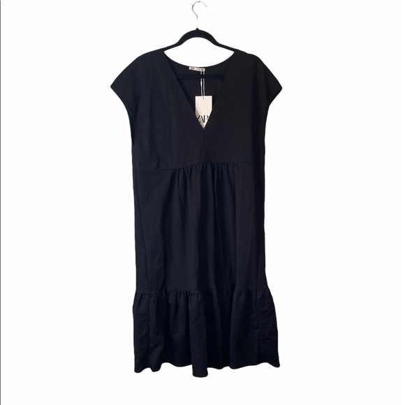 Zara | Dresses | Nwt Zara Black Tiered Poplin Sleeveless Dress M | Poshmark